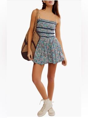 FREE PEOPLE NWT 100% Cotton Bali Checked out  Floral Smocked Romper